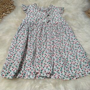 Little English Floral Dress - White with Red and Green size 18M